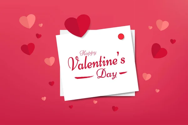 Happy Valentijnsdag Concept Sticky Opmerking Met Tekst Decoratie Een Hart — Stockvector