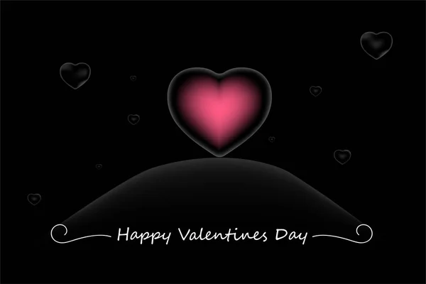 幸せなバレンタインデーのコンセプトは 黒一色の背景にバブルの時にピンクのハート ベクトル イラスト デザイン Eps10 — ストックベクタ