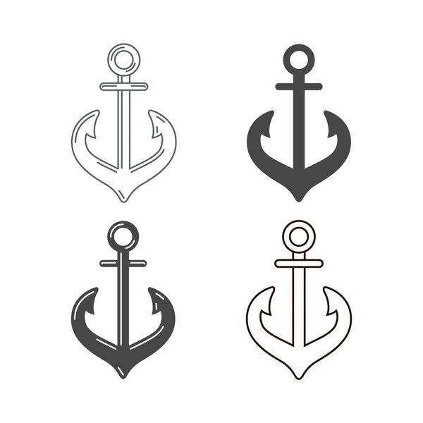 Set di icone di ancoraggio nautico — Vettoriale Stock