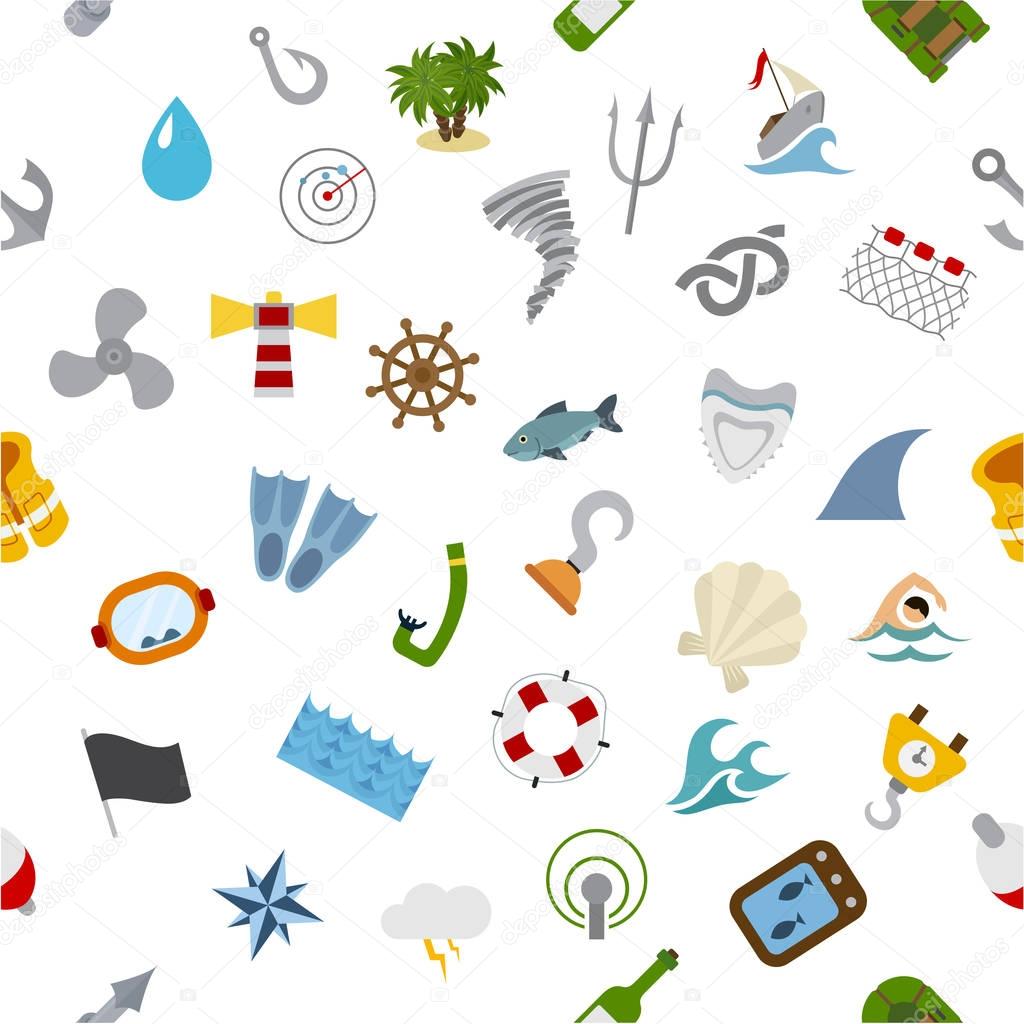 set of sea and swimming icons