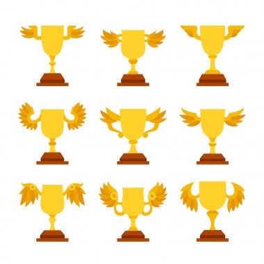 set of winner cups icons clipart
