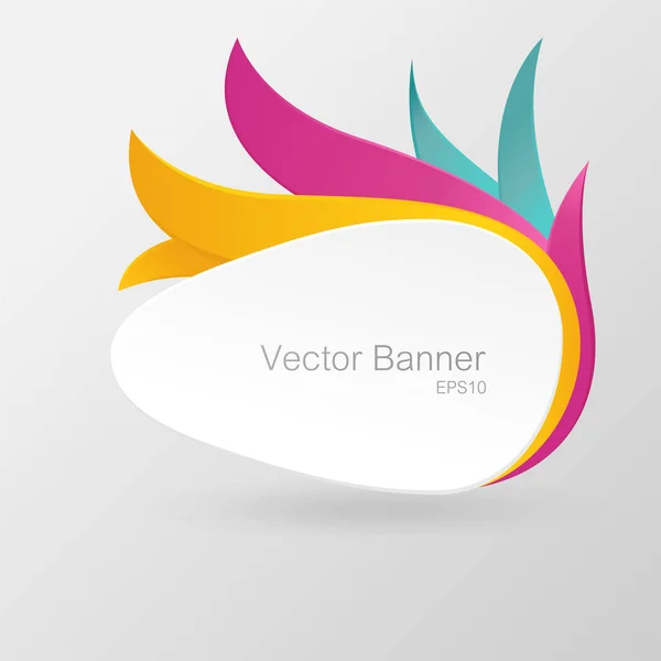 White banner decorated with color ribbons — Stock Vector