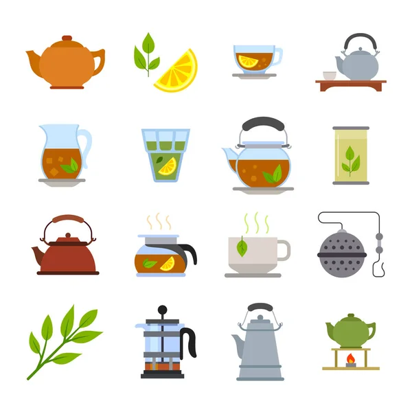 Iconos de ceremonia del té chino — Vector de stock