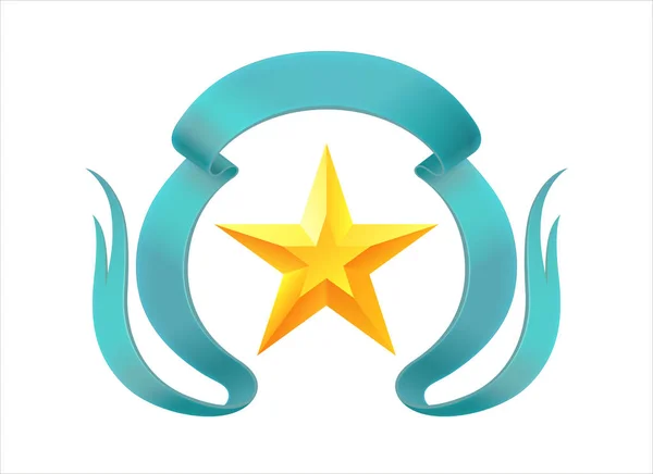 Stuha modrá a žlutá hvězda — Stockový vektor