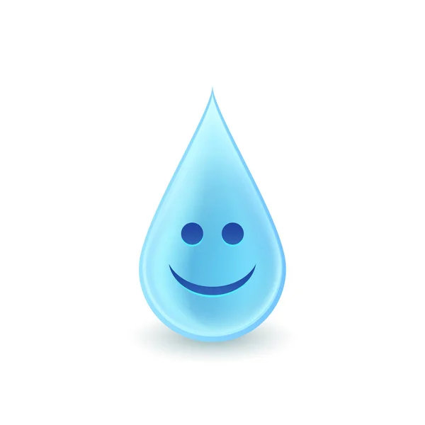 Druppel water met lachende emoticon — Stockvector