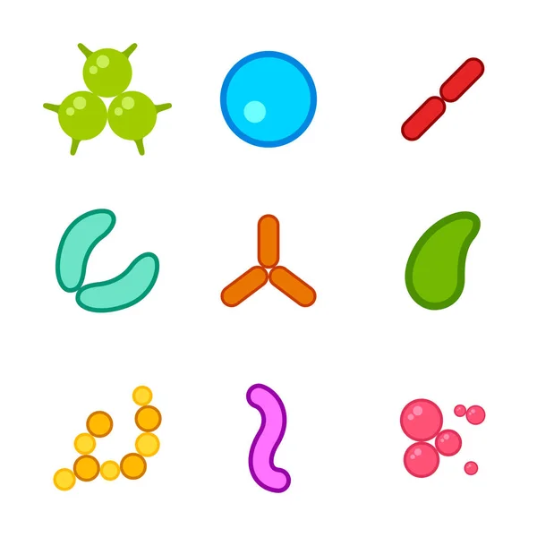 Conjunto de germes e ícones de bactérias — Vetor de Stock