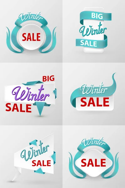 Набор баннеров Big Winter Sale — стоковый вектор