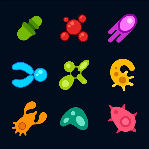 Set of germs and bacteria icons — Stock Vector