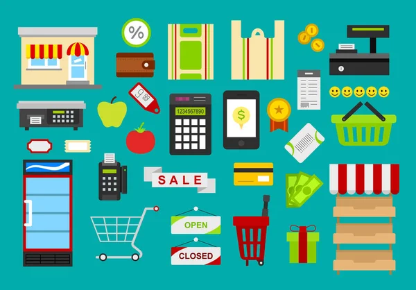 süpermarket aletleri simgeler ticaret seti