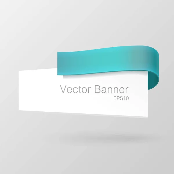 Banner branco decorado com fita — Vetor de Stock