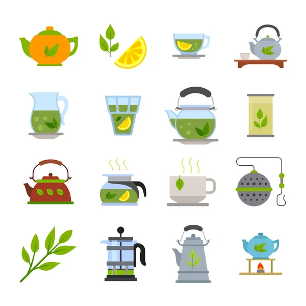 Iconos de ceremonia del té chino — Vector de stock