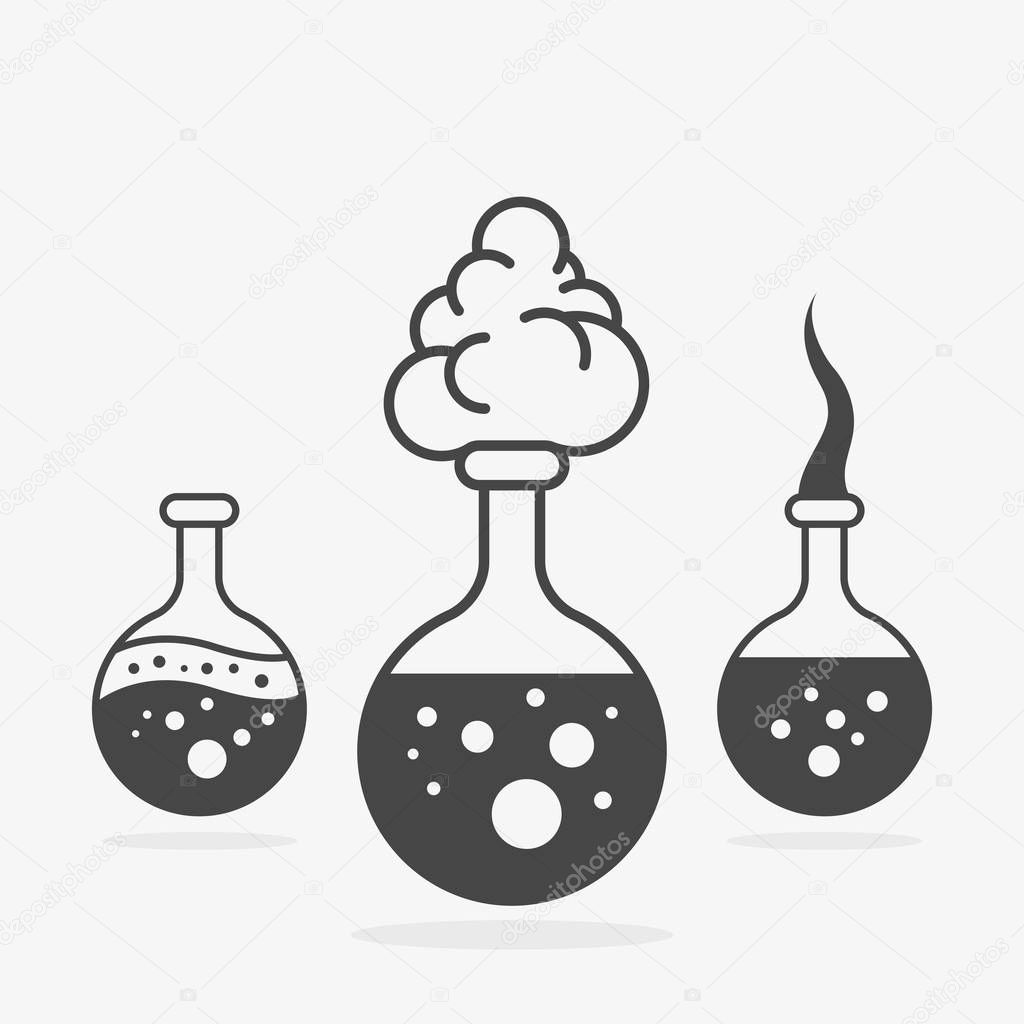 chemical flasks icons