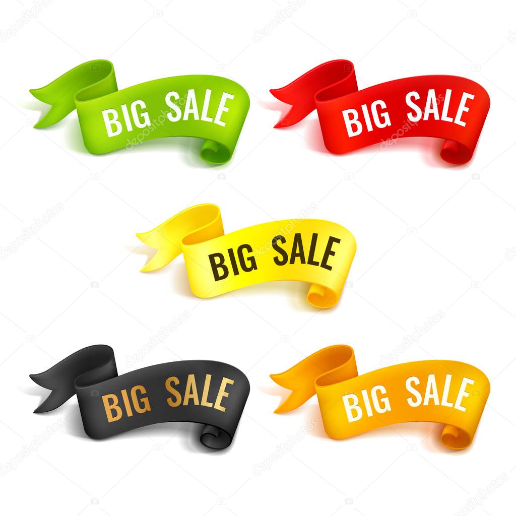 set of colorful Big Sale ribbons