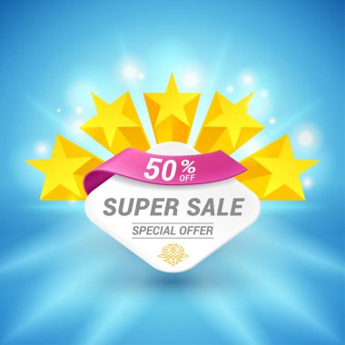 % 50 süper satışı büyük başlığı 