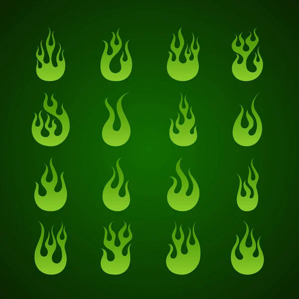 Ensemble d'icônes de flamme de feu — Image vectorielle