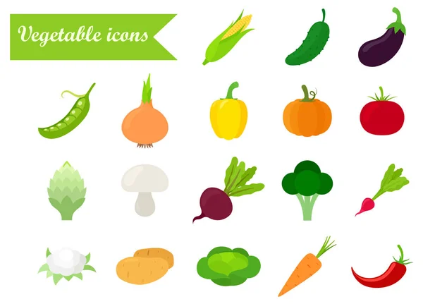 Iconos de verduras coloridas — Vector de stock