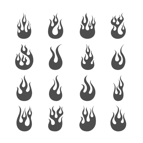 Ensemble d'icônes de flamme de feu — Image vectorielle