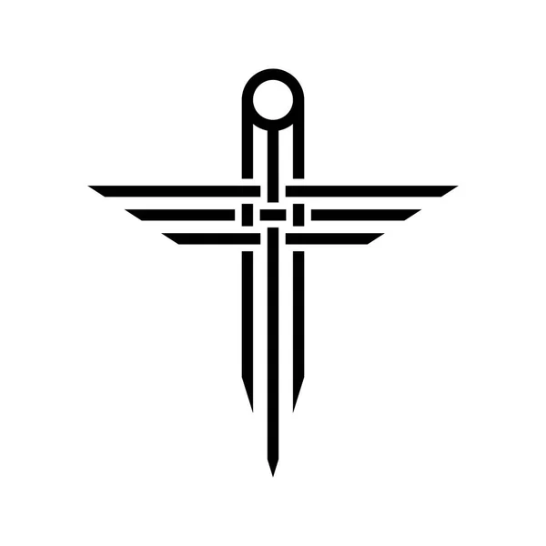 Símbolo de cruz rayado negro — Archivo Imágenes Vectoriales
