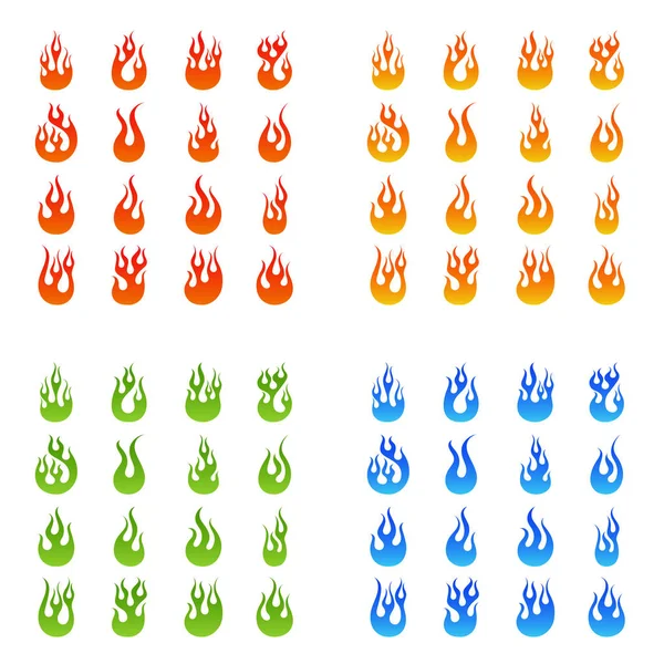 Conjunto de ícones de chama de fogo —  Vetores de Stock