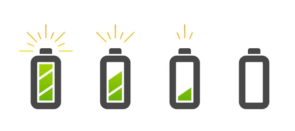 Set di icone di carica della batteria — Vettoriale Stock