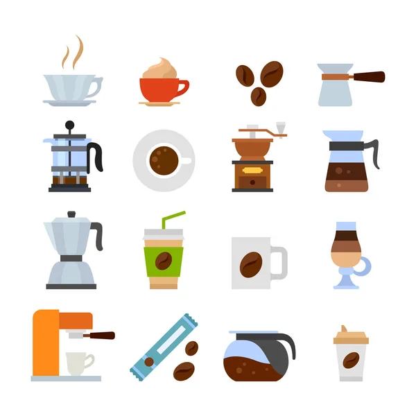 Conjunto de diferentes iconos de café — Vector de stock