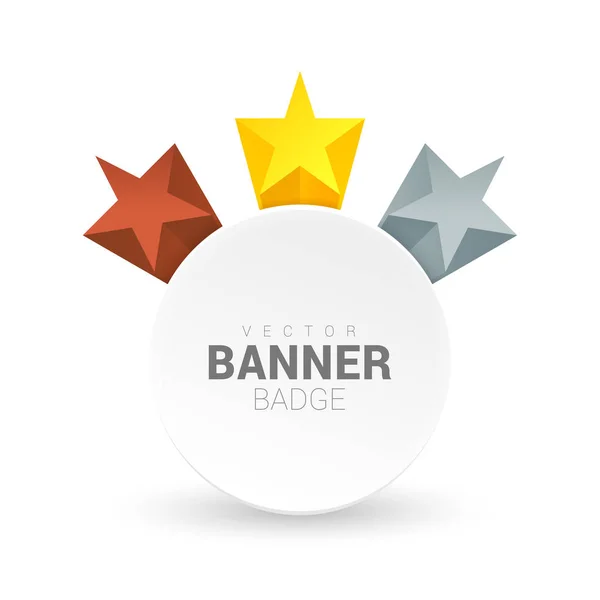 Badge blanc bannière vierge — Image vectorielle