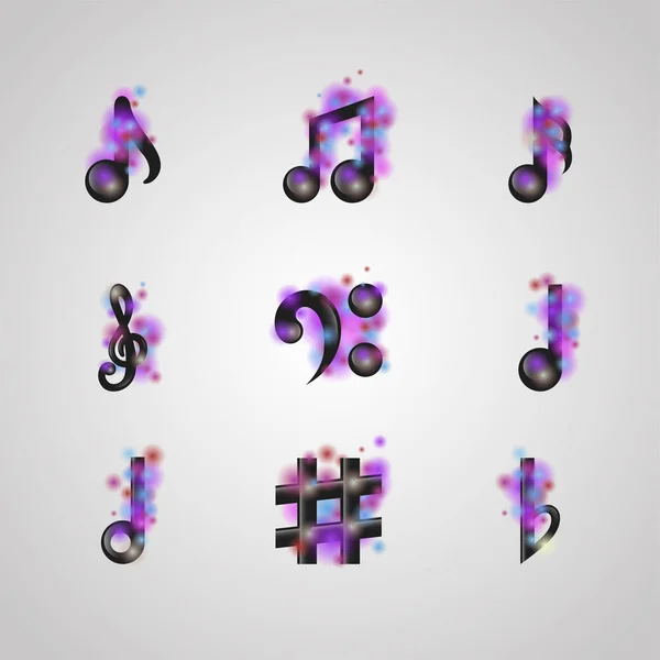 Conjunto de iconos de notas musicales — Vector de stock