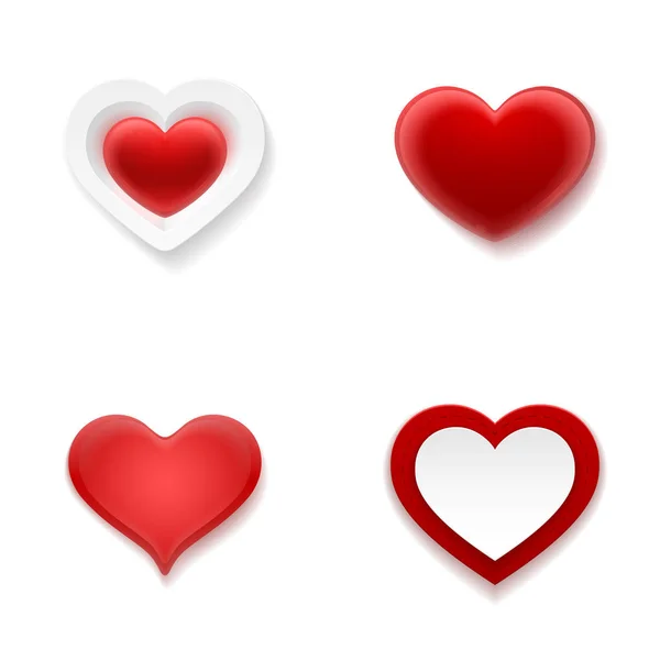 Conjunto de iconos de corazón rojo — Vector de stock