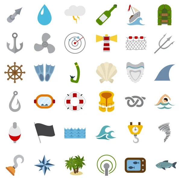 Conjunto de iconos del mar y la natación — Vector de stock