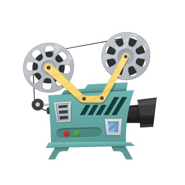 Beyaz arka plan üzerinde izole retro film projektör. Sinema motio