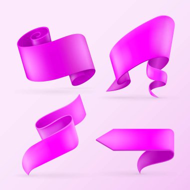 Eğri pembe kurdeleler kümesi. 