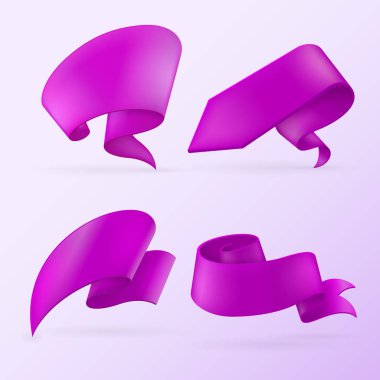 Dört mor, gerçekçi, kağıt afiş ayarla. 