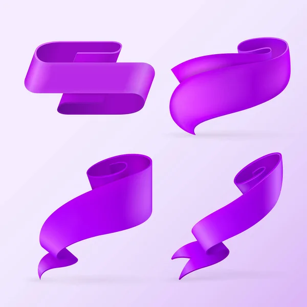 Фіолетовий глянцевий набір банерів стрічки . — стоковий вектор