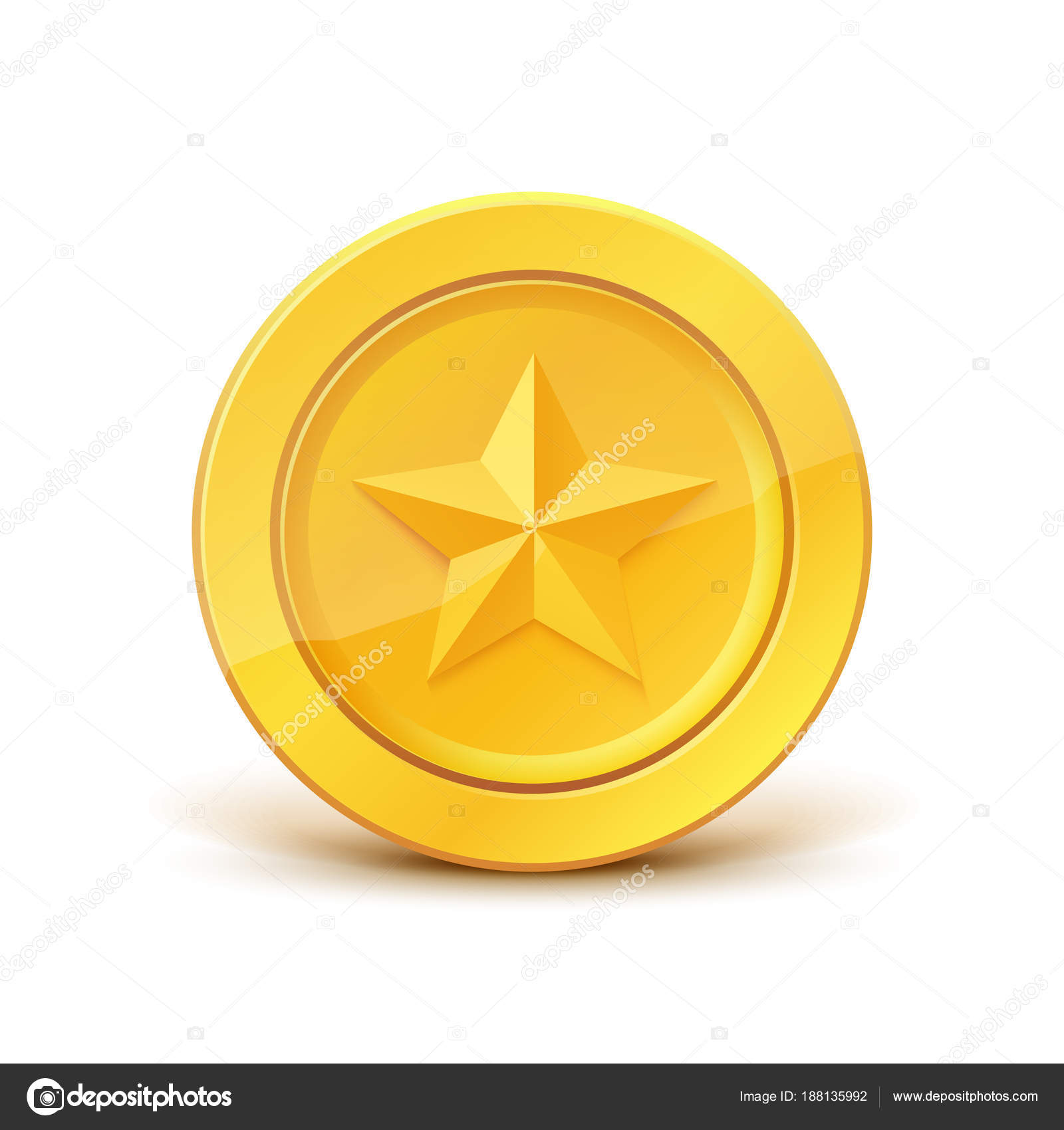 Moeda De Jogo a Ouro Com a Estrela. Elemento De Design De