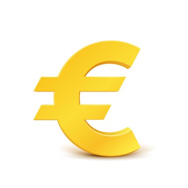 3d altın euro simgesi üzerinde beyaz vektör illüstrasyon izole.