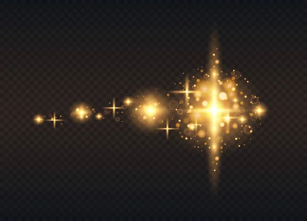 Altın Kızdırma Parçacıklar Bokeh Glitter Etkisi Sparkles Ile Patlama Yarı — Stok Vektör