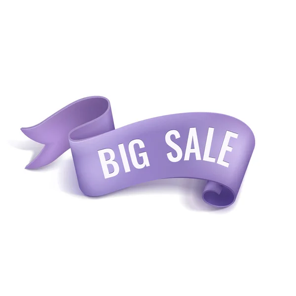 Big Sale Ribbon Banner Ultraviolet Ribbon Isolated White Background White — Stock Vector