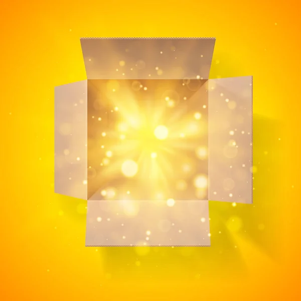 Boîte Cadeau Ouverte Avec Effet Bokeh Burst Vue Latérale Boîte — Image vectorielle