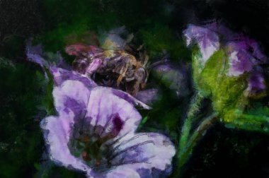 bir çiçek üzerinde bir arı boyama