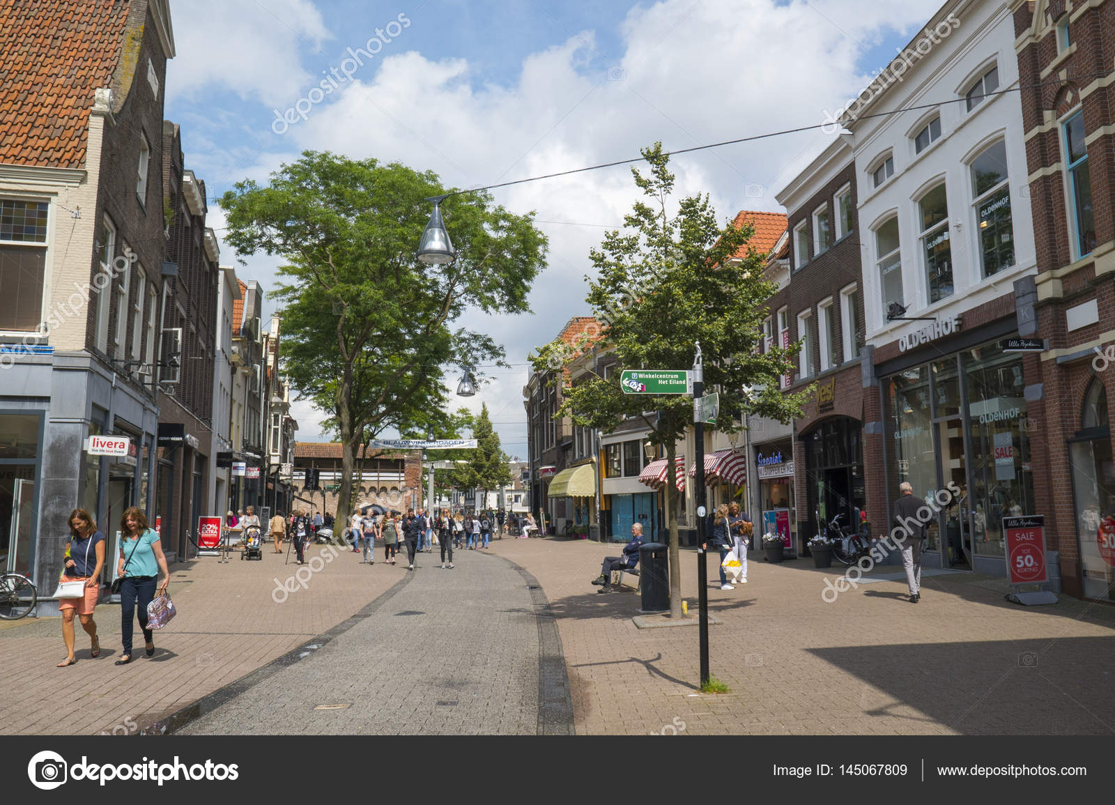 Typical Dutch Shopping Street In Zwolle Stock Editorial Photo