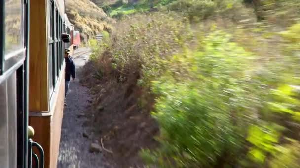 Tren de la nariz de los demonios Alausi, Ecuador — Vídeos de Stock
