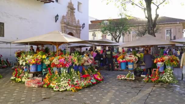 Цветочный рынок Cuenca — стоковое видео