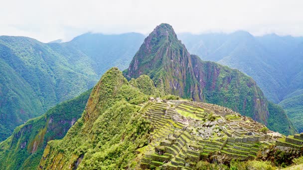 El famoso Machu Pichu Descripción general — Vídeo de stock