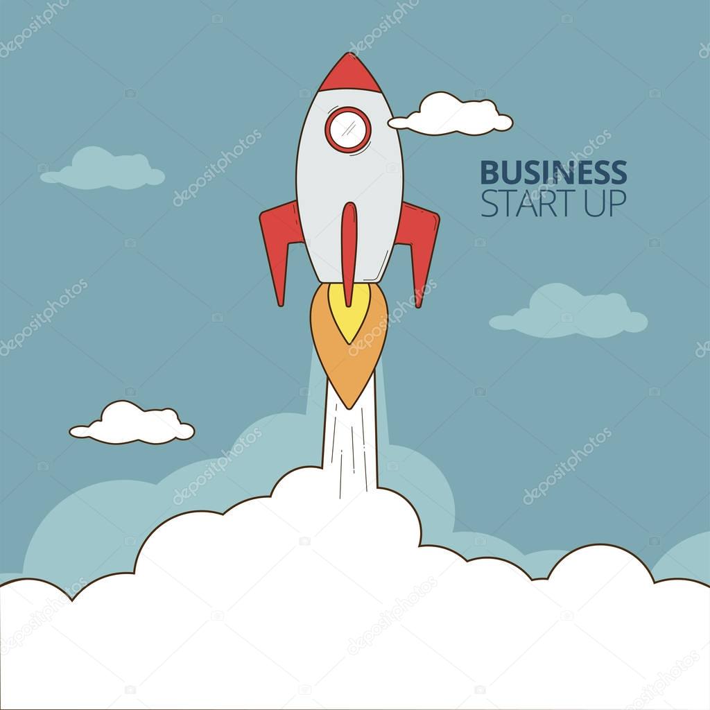 Rocket ship. concept of business launch start Up, illustration rocket.