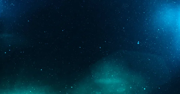 Universum med stjärnor och djupt blå och grönt ljus — Stockfoto