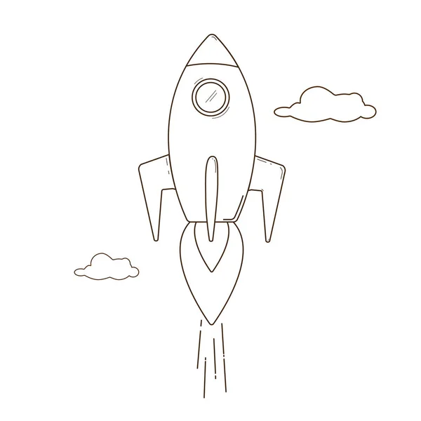 Rocket ship ilustração linha — Vetor de Stock