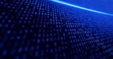 Büyük veri, ağ, internet, iş, teknik veri ve kavramlar ve ışık ile arka plan mavi