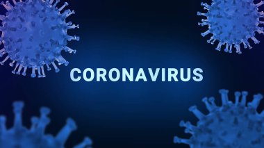 Mavi arkaplandaki Corona Virüsü. Abs 2019-ncov Rna virüsü - siyah arkaplanda üç boyutlu görüntü oluşturuldu. Viral Enfeksiyon Konsepti.
