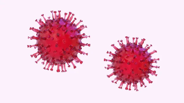 Beyaz Arkaplanda Corona Virüsü - Mikrobiyoloji ve Viroloji Konsepti. Çin patojen solunum koronavirüsü 2019-ncov - 3d Hazırlama