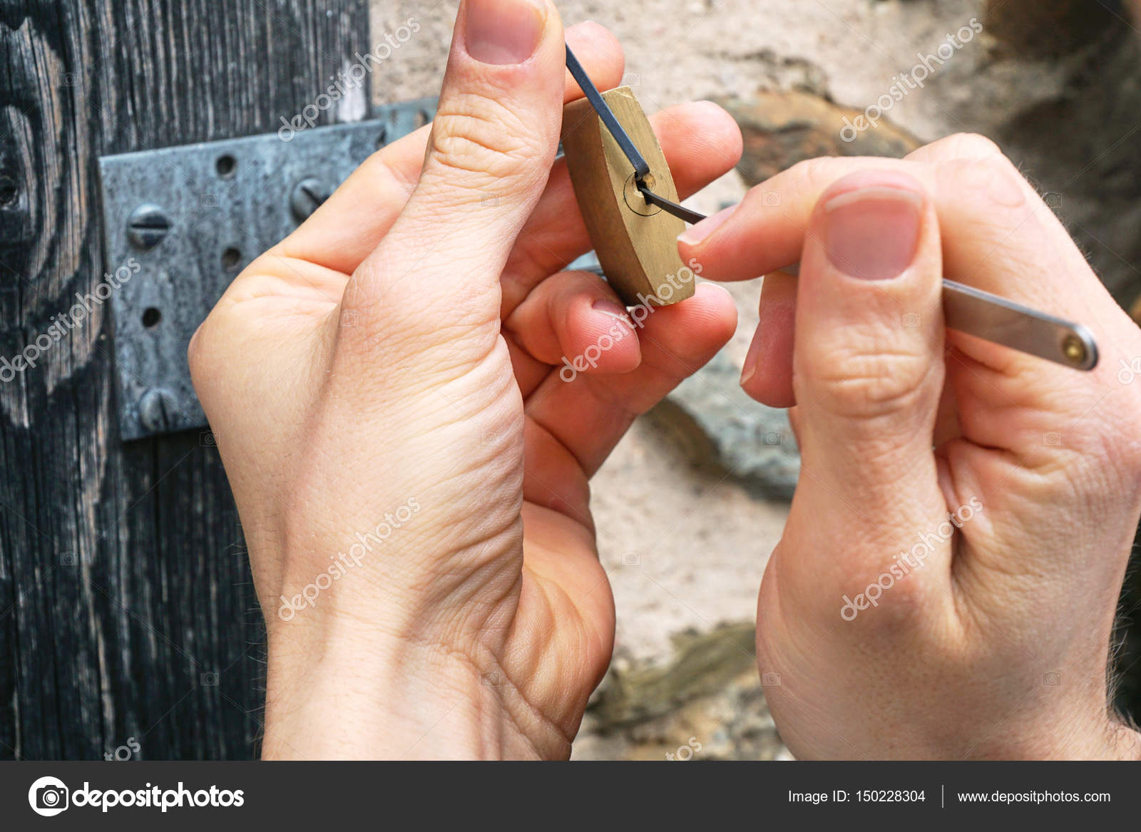 Key service, locksmith or burglar uses a lock-picking tool to open ... Key service, locksmith or burglar uses a lock-picking tool to open ...